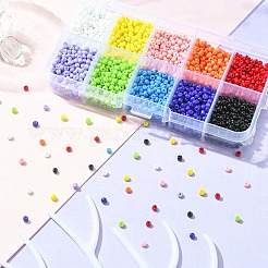 100g 10 スタイル 11/0 ガラスシードビーズ  ラウンド  不透明色と焼き付け塗料  DIYジュエリー作成用の小さなクラフトビーズ  ミックスカラー  3~3.5x2mm  穴：1~1.2mm  10g /スタイル&nbsp;SEED-YW0002-41