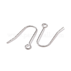 変色しにくい316ステンレススチール製ピアスフック  水平ループ付き  ステンレス鋼色  22x15x0.9mm  19ゲージ  穴：2.5mm&nbsp;STAS-C059-10P