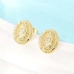Religion Brass Stud Earrings&nbsp;EJEW-F405-23G