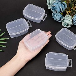 クリアプラスチックビーズ収納ケース  ヒンジ付き蓋付き  フリップカバー  感受性  長方形  ホワイト  10.4x6.5x3.5cm  インナーサイズ：8.4x6センチメートル&nbsp;CON-WH0074-61