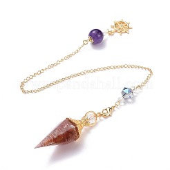 Resin Hexagonal Pointed Dowsing Pendulums(Brass Finding and Gemstone Inside)&nbsp;G-L521-A