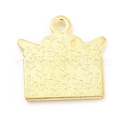 合金エナメルチャーム  ライトゴールド  ハートと翼のチャーム付き封筒  パールピンク  15x15x1mm  穴：1.4mm&nbsp;ENAM-D041-05C