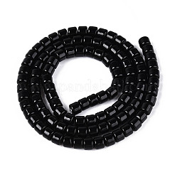 オペークソリッドカラーガラスビーズ連売り  コラム  ブラック  3.5x4~4.5mm  穴：0.7~0.9mm  約102~108個/連  14.17~14.96インチ（36~38cm）&nbsp;LS-GLAA-N065-4x4mm-C10