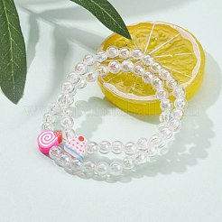 透明アクリルビーズストレッチキッズブレスレット  ポリマークレイビーズと  ケーキ  ミックスカラー  内径：1-3/4インチ（4.5cm）&nbsp;BJEW-JB06324-01
