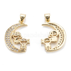 Brass Micro Pave Clear Cubic Zirconia Pendants&nbsp;ZIRC-M115-23G