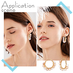 4 Pairs Vintage Natural Pearl Braided Hoop Earrings for Girl Women&nbsp;EJEW-UN0002-07