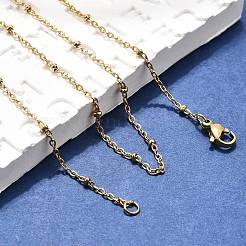 304ステンレススチールアズキチェーンネックレス  カニカン付き  ゴールドカラー  17.91インチ（45.5cm）  1.5mm&nbsp;X-NJEW-P147-06G