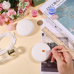 Flat Round White Cement Painting Rock&nbsp;DIY-WH0783-012