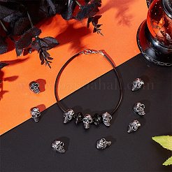 304ステンレススチールビーズ  スカル  アンティークシルバー  14x9x9mm  穴：1.5mm&nbsp;STAS-A032-024AS
