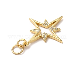 Rack Plating Brass Micro Pave Clear Cubic Zirconia Pendants&nbsp;KK-F853-14G