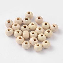 丸い未完成の木製ビーズ  天然木製ルースビーズスペーサービーズ  無鉛の  レモンシフォン  5~6x4~5mm  穴：2~3mm  約270個/18g&nbsp;LS-X-WOOD-Q017-6mm-06-LF