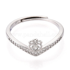 Flower Brass Micro Pave Cubic Zirconia Cup Peg Ring Settings&nbsp;KK-N274-30P