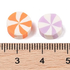 手作り樹脂粘土ビーズ  フラットラウンド  ミックスカラー  9~10x4mm  穴：1.6mm&nbsp;CLAY-N011-019