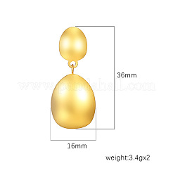 201 ステンレススチール ダングル スタッド イヤリング  オーバル  ゴールドカラー  36x16mm&nbsp;FS-WG01C95-02