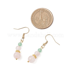 Round Natural Malaysia Jade & Rose Quartz Beaded Necklace & Bracelet & Dangle Earring Sets&nbsp;SJEW-JS01333
