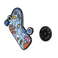 酸素ボトルのエナメルブローチ  バックパック用合金ラペルピンバック  ブラック  空色  31x20mm&nbsp;JEWB-I063-01EB-01