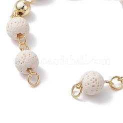 Dyed Natural Lava Rock Round Beaded Chain Bracelet Making&nbsp;AJEW-JB01206-01