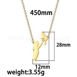 304ステンレススチール製 母子シルエット ママペンダントネックレス 女性用  18KGP本金メッキ  17.72インチ（45cm）&nbsp;UN3655-1