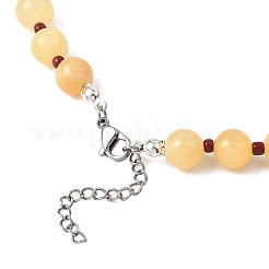 8.5MM Round Dyed Natural Malaysia Jade with Glass Seed Beaded Necklaces for Women&nbsp;NJEW-JN05646-02