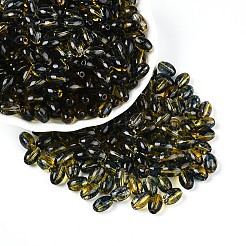 ガラスシードビーズ  オーバル  ツートン  ダークスレートグレー  9~9.5x6~6.5mm  穴：1.3~1.5mm  約1058個/ポンド&nbsp;SEED-T009-02C