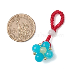 Baking Paint Imitation Jade Glass Woven Clover Pendant Decorations&nbsp;HJEW-JM03148-04