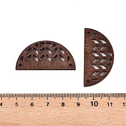 ポプラ材レーザーカット半円形リンクコネクター  染め  サドルブラウン  19.5x39.5x2.5mm  穴：1.6mm&nbsp;WOOD-N016-47