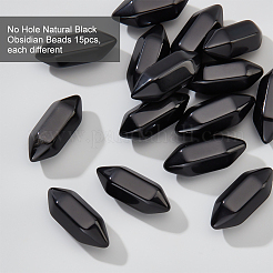  Faceted No Hole Natural Black Obsidian Healing Stones&nbsp;G-OC0003-60