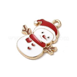 クリスマス合金エナメルペンダント  ゴールドカラー  雪だるま  22x19x2.5mm  穴：1.8mm&nbsp;FIND-H055-17J-G01