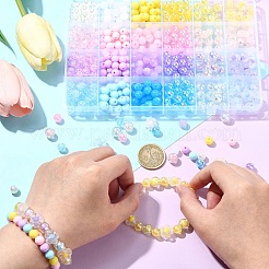 DIYジュエリー作成キット  24種類のアクリルビーズを含む  ミックスカラー  8mm  穴：2mm  4色  25個/カラー  100pc&nbsp;DIY-YW0011-97