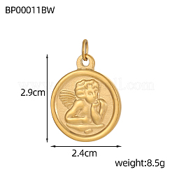 エンジェルチャーム 304ステンレススチールペンダント  イオンプレーティング（ip）  18KGP本金メッキ  29x24mm&nbsp;STAS-OY004-34G