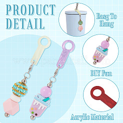 8Pcs 8 Colors Acrylic Straw Pendant Beadable Bar&nbsp;HJEW-TA0001-48