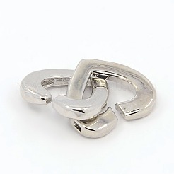 DIY用真鍮製ダブルハートインターロッククラスプ  プラチナ  13x17x2mm  穴：1.5x1mm&nbsp;LS-KK-M051-01P