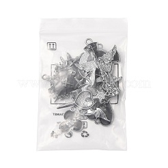 8個8スタイルの合金エナメルとラインストーンペンダント  混合図形  ブラック  21~45x17~31x3~5mm  穴：1.4~2.5mm  1個/スタイル&nbsp;ENAM-FS0004-33