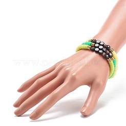 5 個 5 色ポリマークレイディスクサーファーストレッチブレスレットセット  女性のためのワード IRL アクリル ビーズ プレッピー ブレスレット  ミックスカラー  内径：2インチ（5.15cm）  1個/スタイル&nbsp;BJEW-JB08801