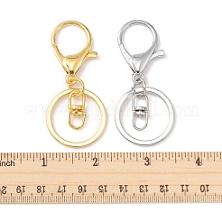 12 個 2 色鉄合金ロブスター爪クラスプキーホルダー  プラチナ·ゴールデン  6.8x3cm  6個/カラー&nbsp;KEYC-FS0001-01