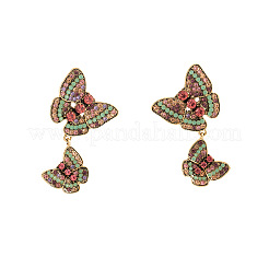 Butterfly Alloy & Rhinestone Dangle Stud Earrings&nbsp;FS-WGE670D-01