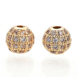 Rack Plating Brass Cubic Zirconia Beads&nbsp;ZIRC-S001-6mm-A02