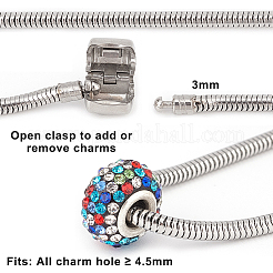 ジュエリー製作用の304ステンレススチール製ヨーロピアンスタイルのブレスレット  ステンレス鋼色  180x3mm  1連/袋&nbsp;STAS-PH0006-02B