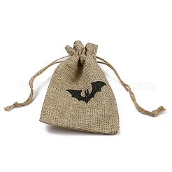 Halloween Burlap Packing Pouches Drawstring Bags&nbsp;ABAG-WH0044-30A