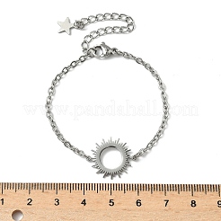 304ステンレススチールサンリンクブレスレット  女性用アズキチェーンブレスレット  ステンレス鋼色  5-5/8インチ（14.2cm）&nbsp;BJEW-F500-04P