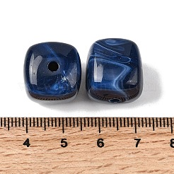 不透明なアクリルビーズ  天然石風  キューブ  ツートン  プルシアンブルー  17x15.5x15.5mm  穴：3mm  143個/ 500g&nbsp;OACR-D320-01F