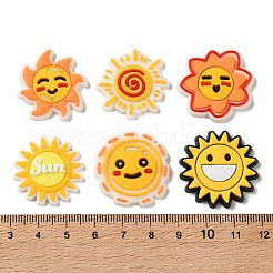 プリントされたPVCプラスチックカボション  太陽  ミックスカラー  27~29x27~28x3~4mm&nbsp;PL-H001-05