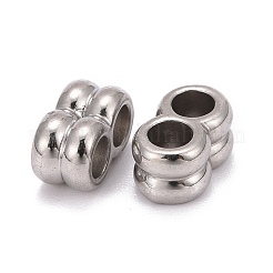 変色しない304ステンレススチールマルチ連リンク  レザーコードブレスレット作り用  ステンレス鋼色  6x12x7mm  穴：4mm&nbsp;X-STAS-I020-09