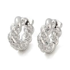 ツイスト真鍮キュービックジルコニアフープピアス  プラチナ  17.5x5x15.5mm&nbsp;EJEW-Q016-18P