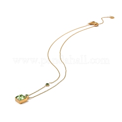 Glass Square Pendant Necklace&nbsp;NJEW-G106-01G-07