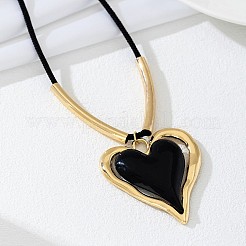 Heart Alloy Black Enamel Pendant Necklaces for Women&nbsp;FS-WGA6DE4-01