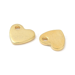 304ステンレススチール製刻印入りブランクタグペンダント  ハートチャーム  18KGP本金メッキ  10x9x1.5mm  穴：1.8mm&nbsp;STAS-Q112-G