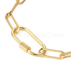 真鍮ペーパークリップチェーンブレスレット  楕円ネジカラビナロックチャーム付き  ゴールドカラー  8インチ（20.3cm）&nbsp;BJEW-JB05311