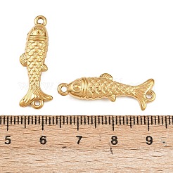 304ステンレススチールコネクタチャーム  魚のリンク  イオンプレーティング（ip）  18KGP本金メッキ  28x9.5x6mm  穴：1.4mm&nbsp;STAS-A132-07G