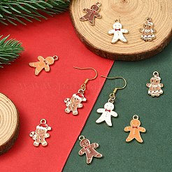 10個5スタイルアロイエナメルペンダント  クリスマスのために  ライトゴールド  ジンジャーブレッドマン  ミックスカラー  20~20.5x11.5~14x1~2mm  穴：2mm  2個/スタイル&nbsp;FIND-YW0005-43